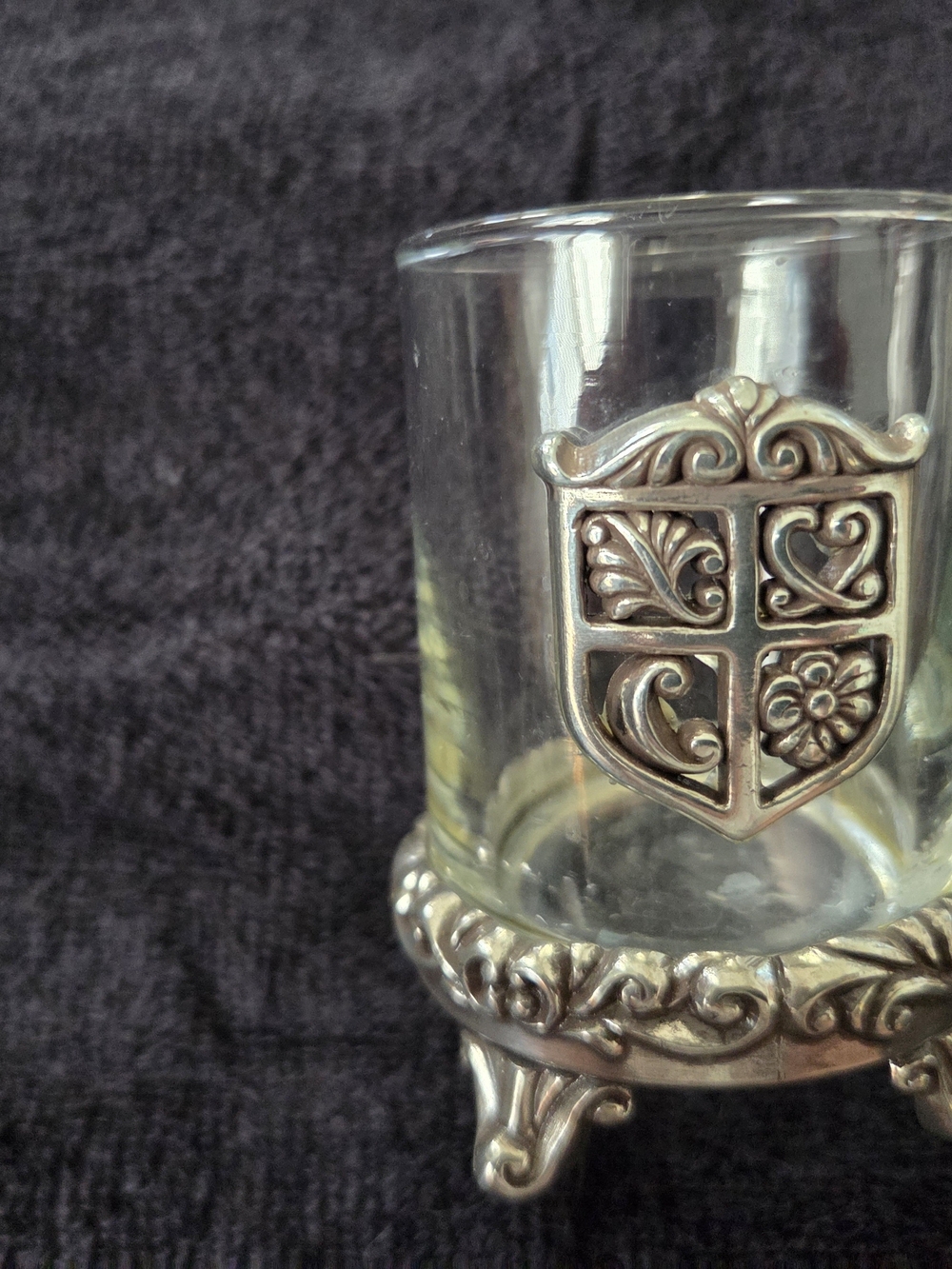 Brighton Clear Glass Votive Holder with Silver Crest Accent